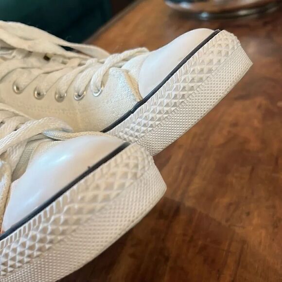 Manoush silver studded white canvas high top sneakers, size 37 EU, 6.5 U.S.! - Picture 6 of 12